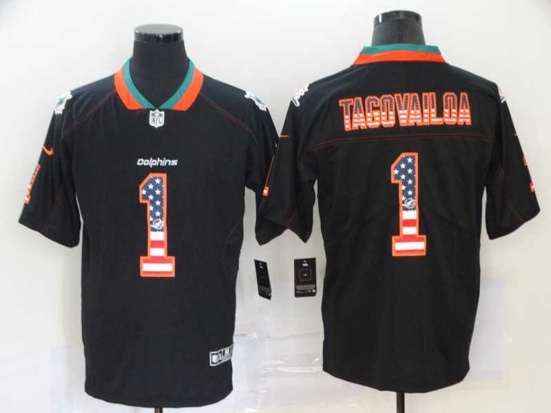 Nike Dolphins 1 Tua Tagovailoa Black USA Flag Fashion Limited Jersey,We sell and wholesale Nike Dolphins 1 Tua Tagovailoa Black USA Flag Fashion Limited Jersey on line form chian!